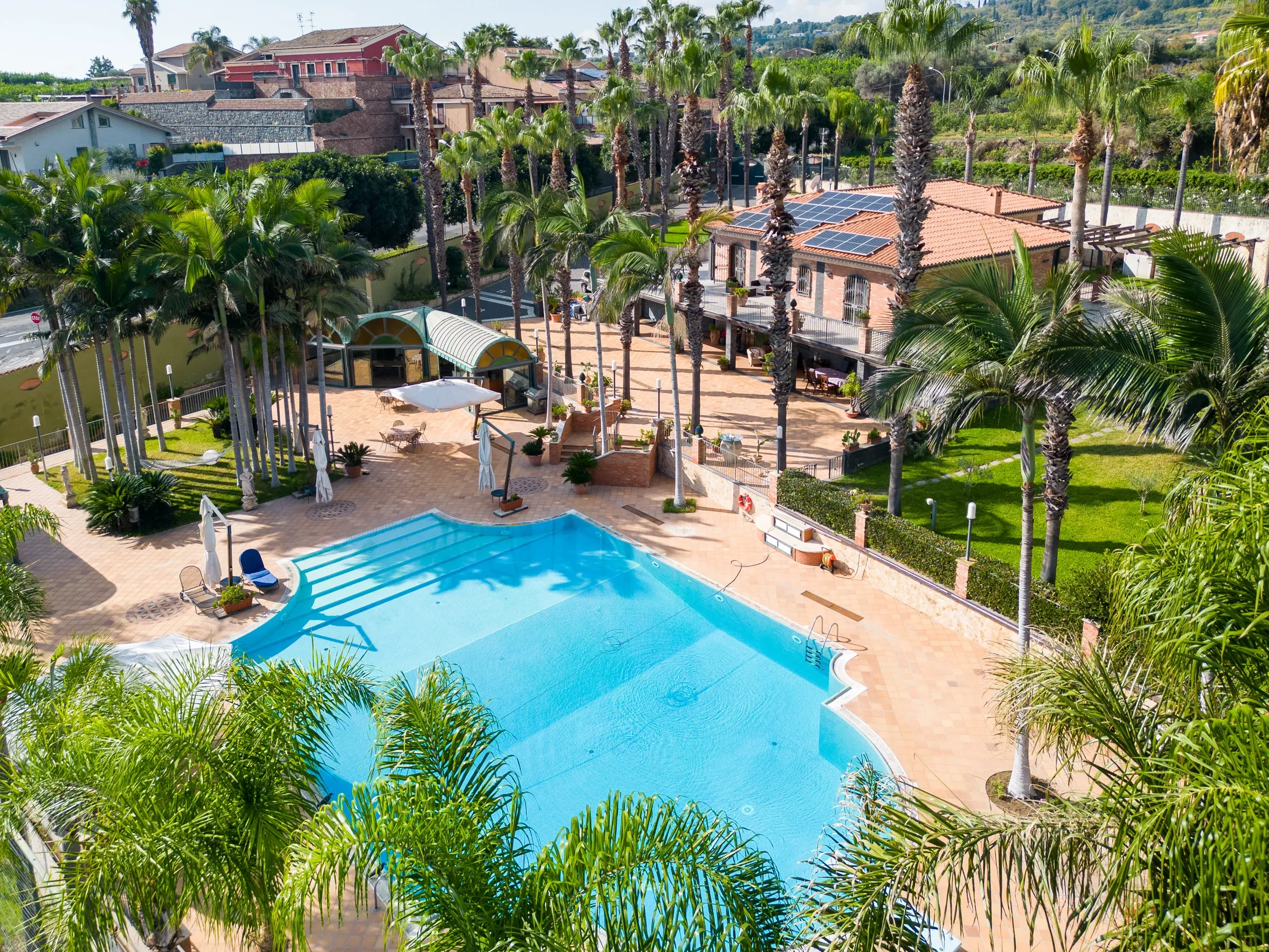 Drone view of the Villa Grandiosa swimming pool