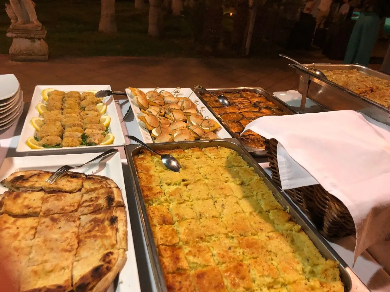Evening buffet under the portico