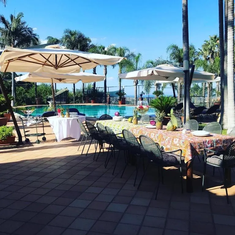 Table set on the poolside terrace