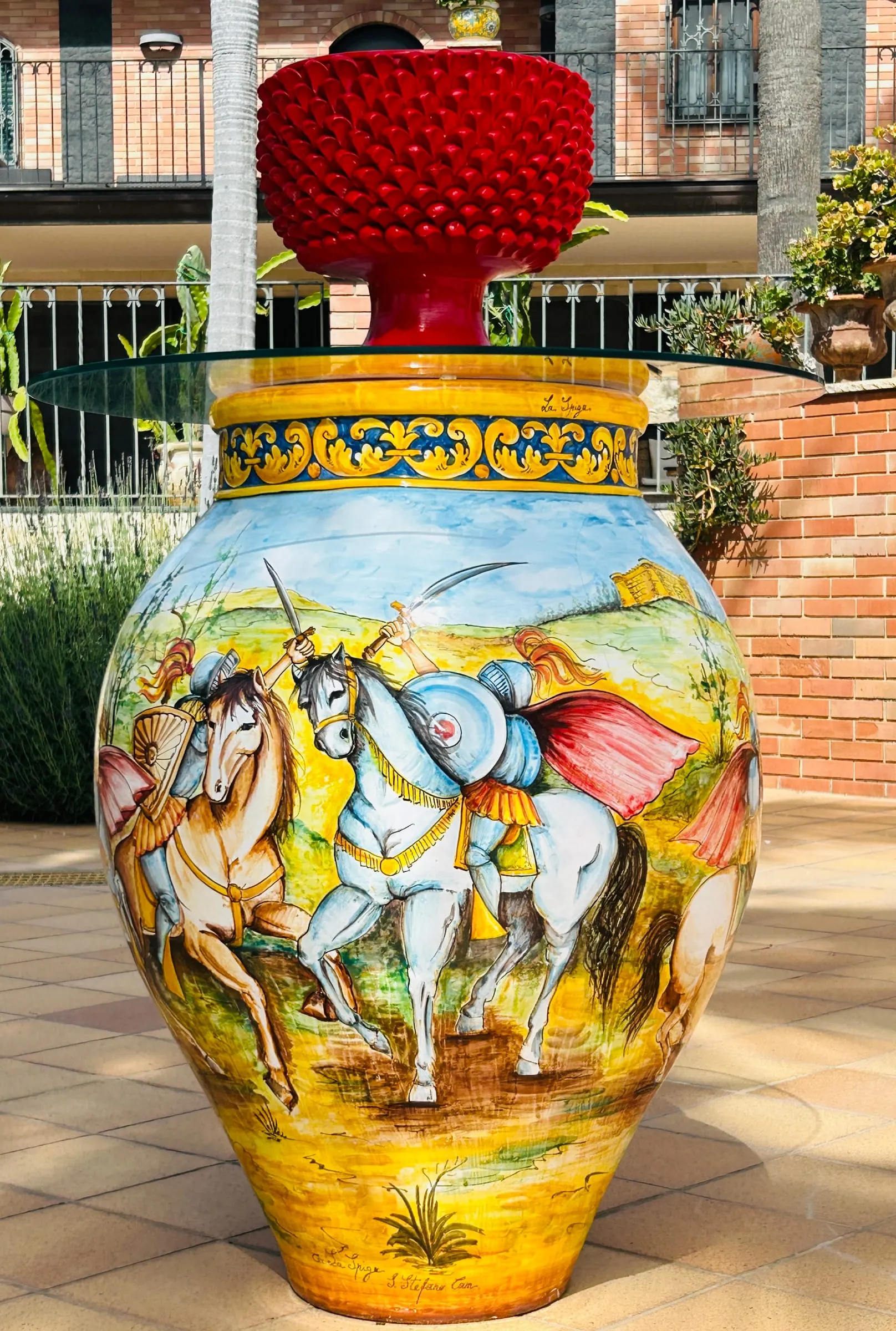 Large hand-painted Sicilian jar